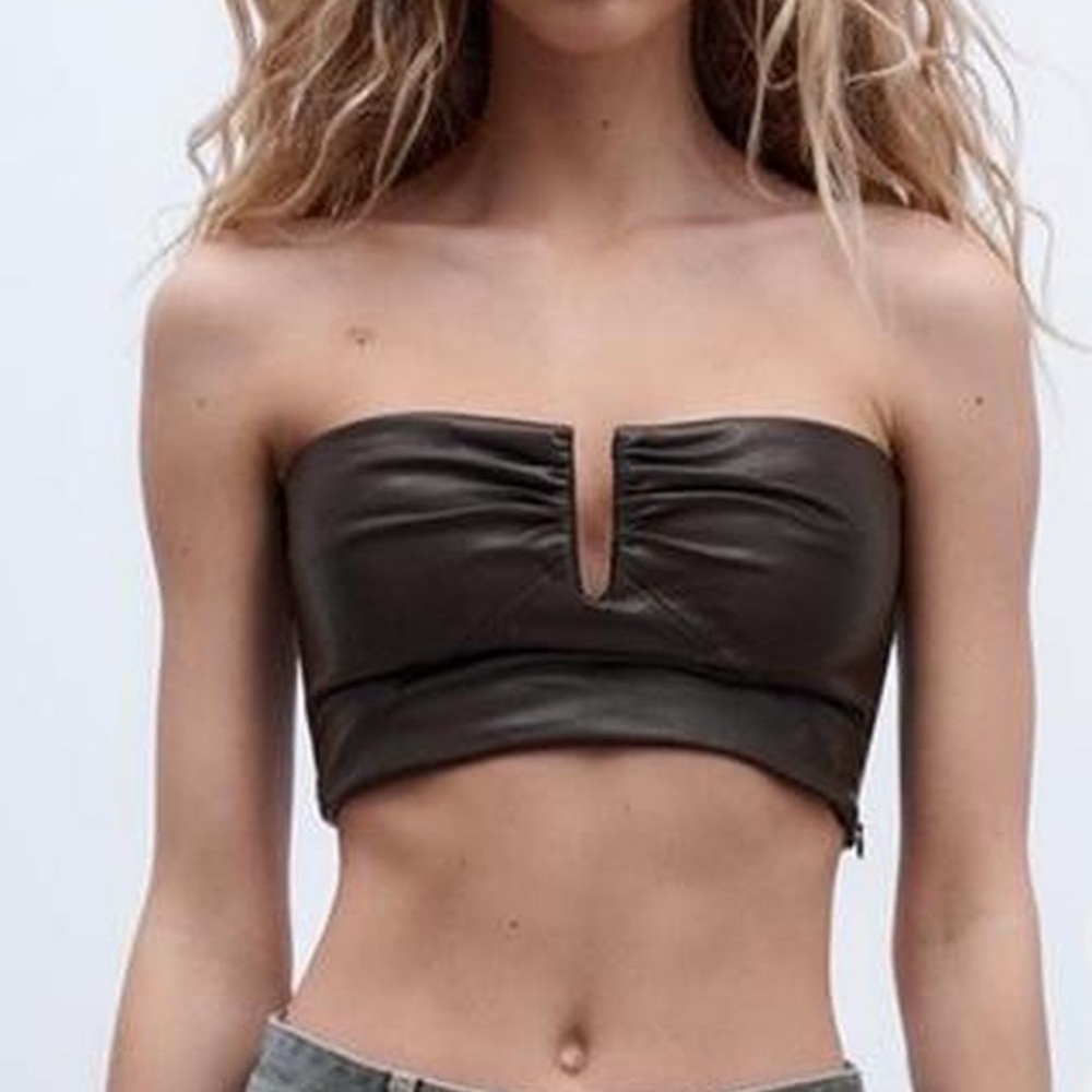 Zara Brown Bustier Crop Top